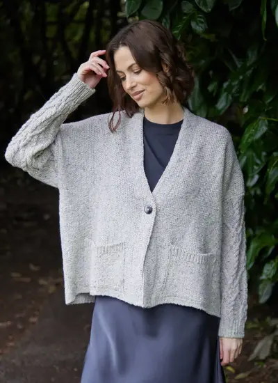 Alpaca Fleck Aran Sleeve Cardigan 